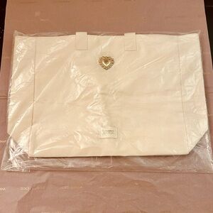 Dolce & Gabbana Devotion Cream Tote Bag with Gold Heart Logo